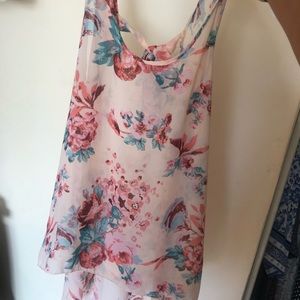 Sheer Floral High-Low Blouse